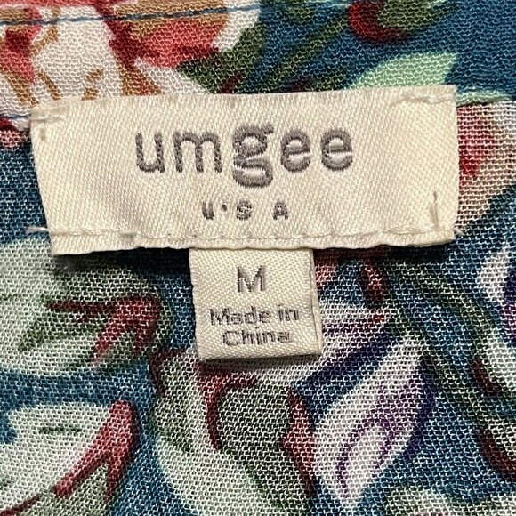 Umgee Womens Size M Teal Floral 3/4 Sleeve Tunic Top - Picture 6 of 9